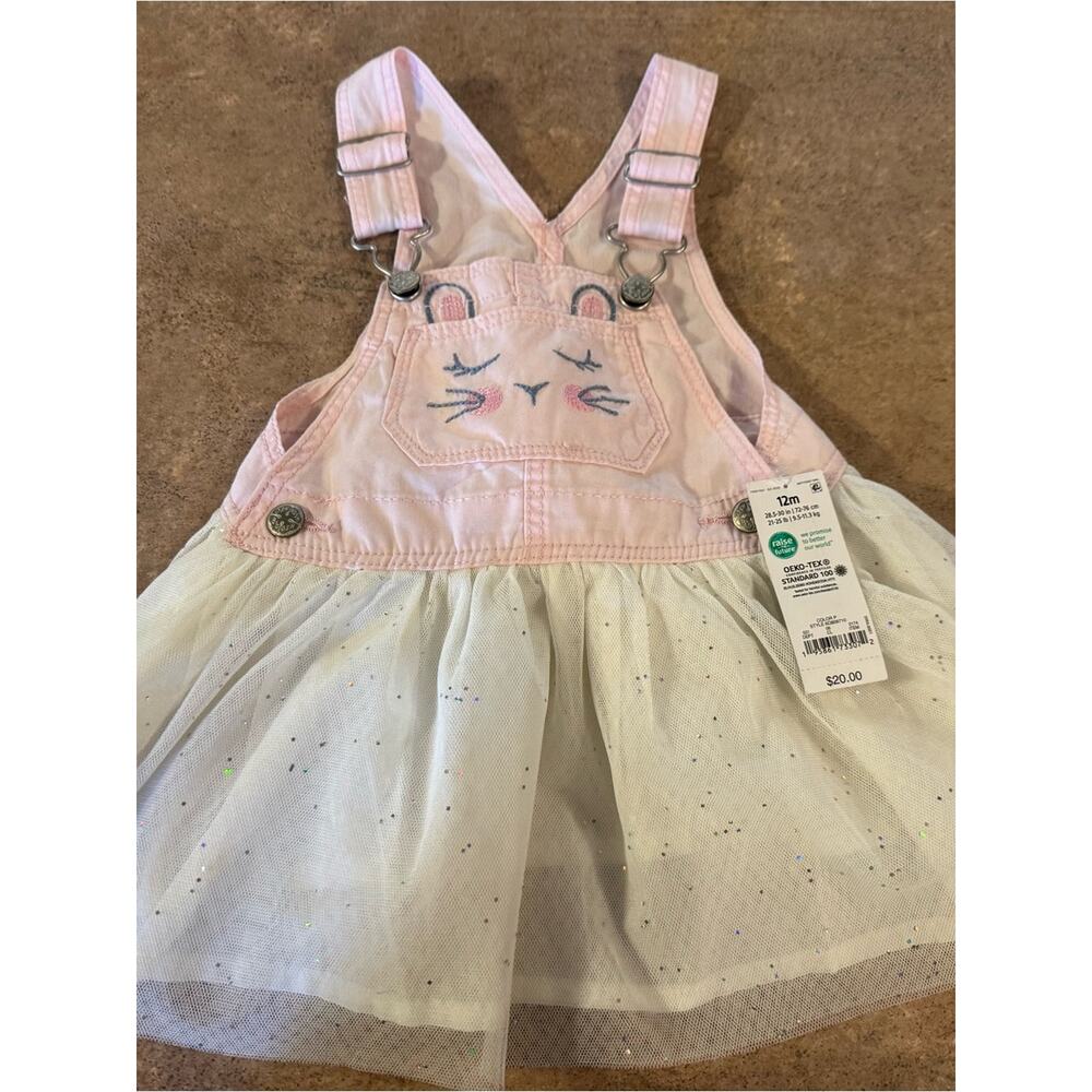 OshKosh B'gosh Pink Bunny Tulle Overall Skirt Size 12M - Picture 5 of 7